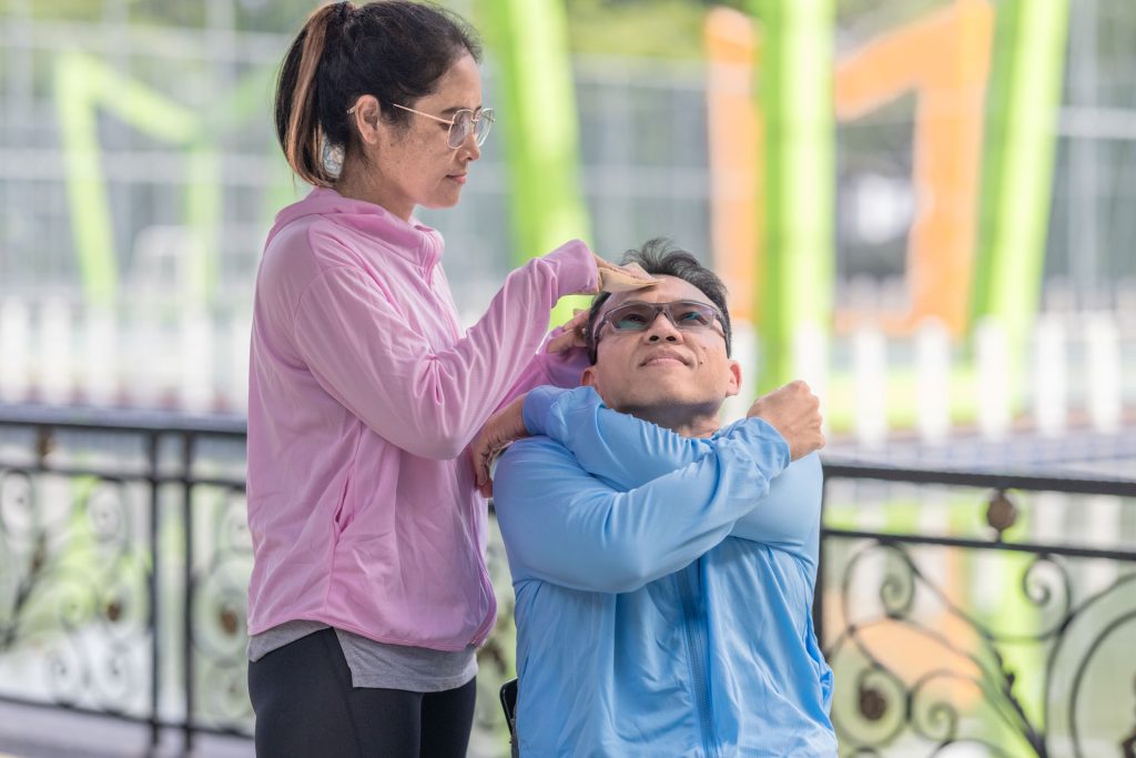 Couple stretching