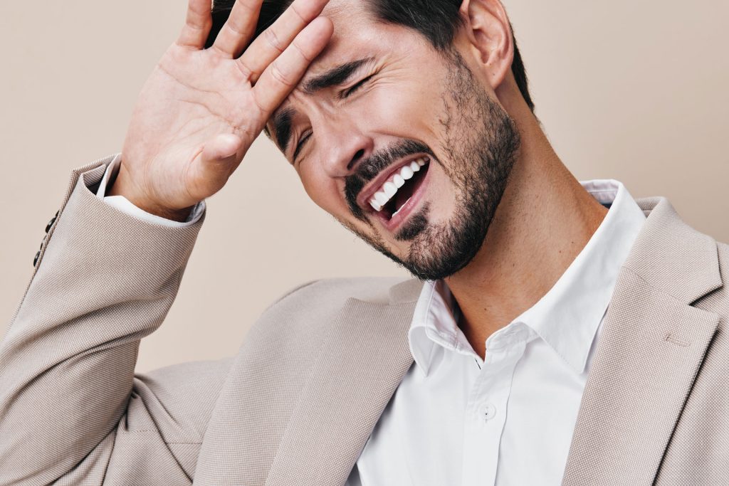 Stressed office man.