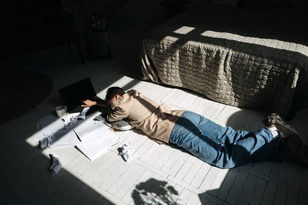 A person lying on ground.