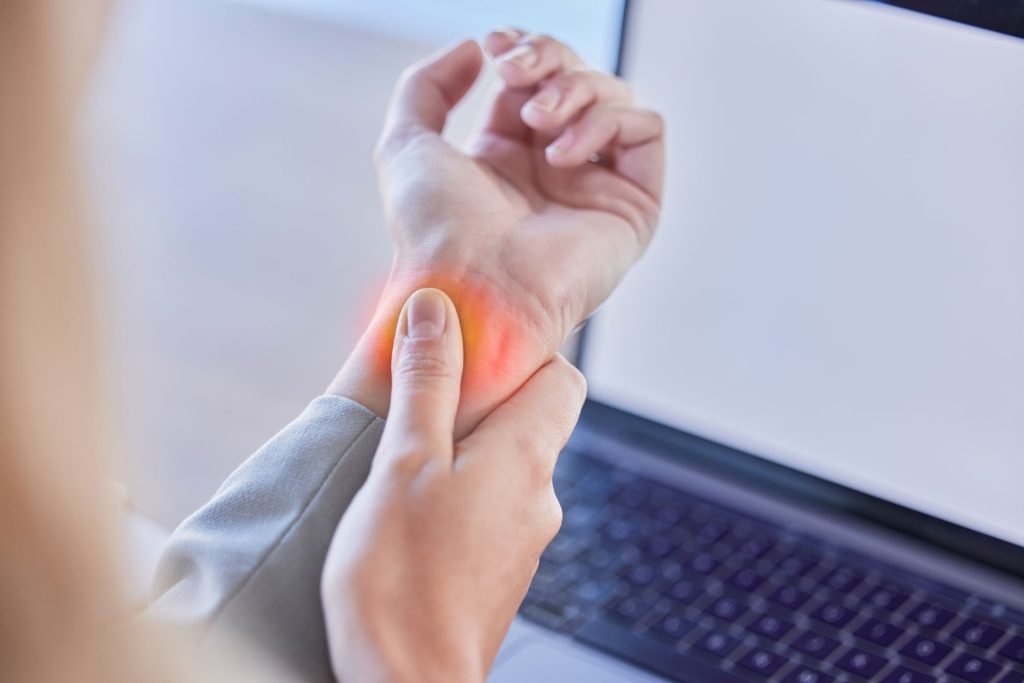 Person with carpal tunnel syndrome.