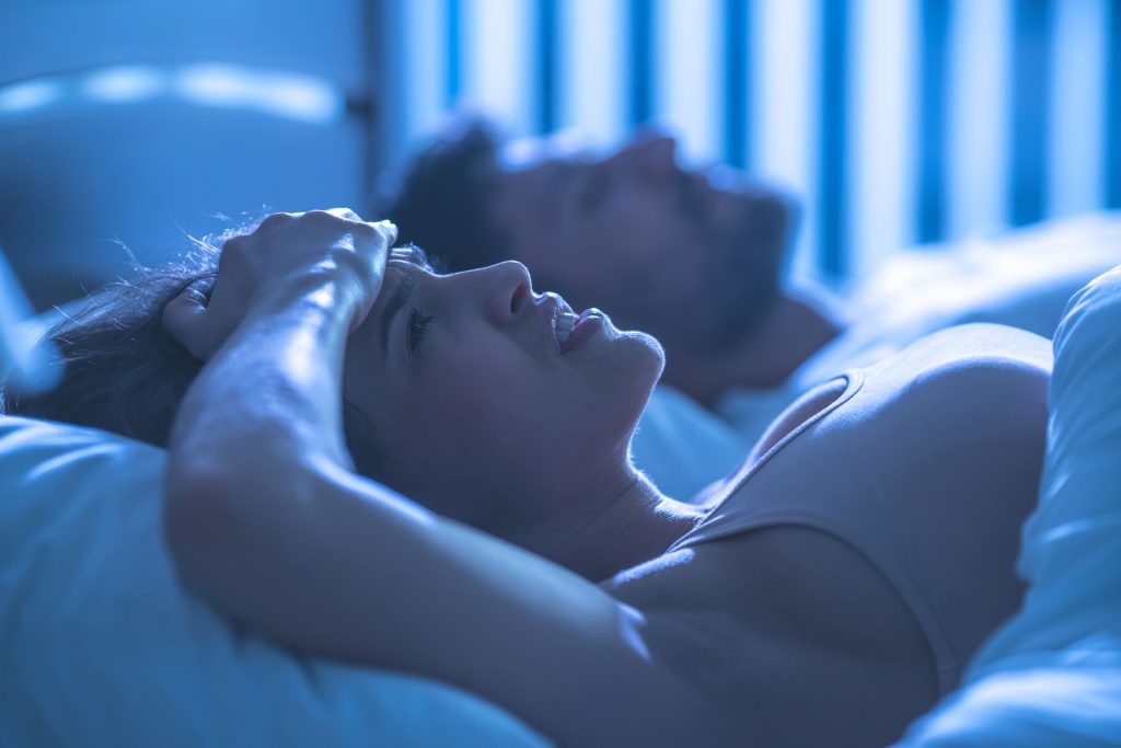 Woman with sleep disorder.