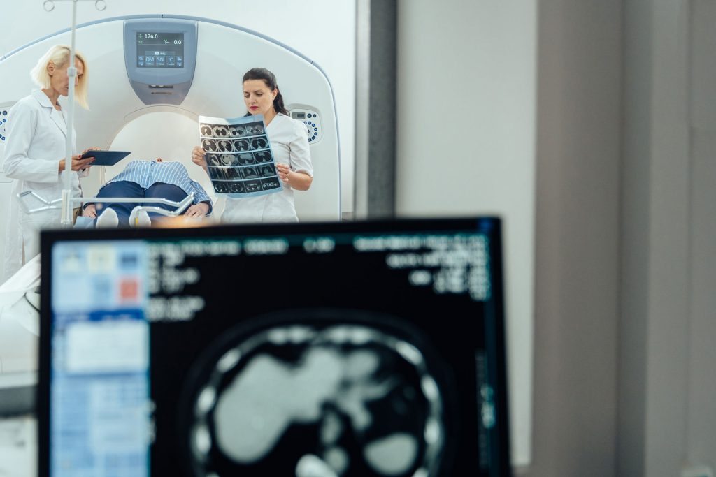 Doctor examining MRI result.