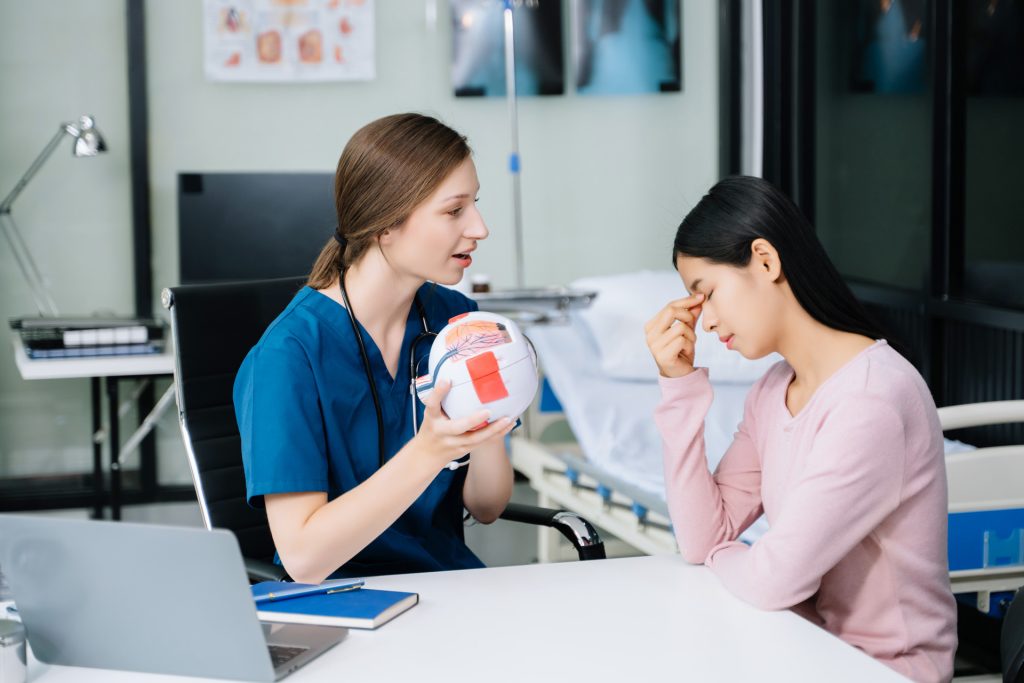 Doctor and patient discussing something.